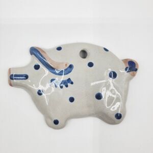 M. A. Hadley Stoneware Pottery Pig, Signed Wall Plaque, Ornament, Farmhouse